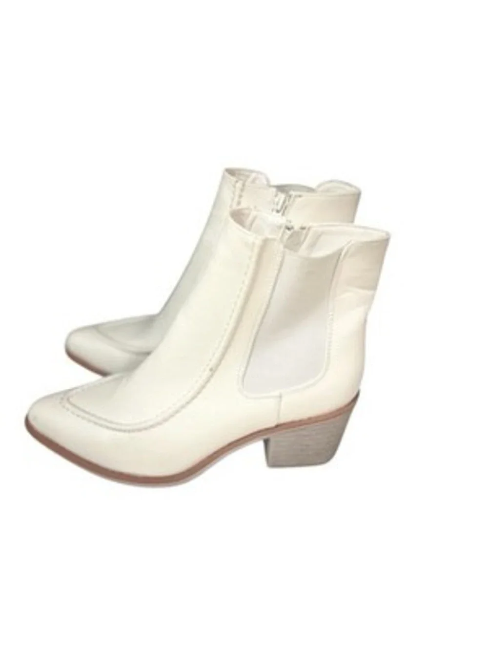 Pierre Dumas Canny Ankle Bootie White Side Zip Size  9 Chelsea Western